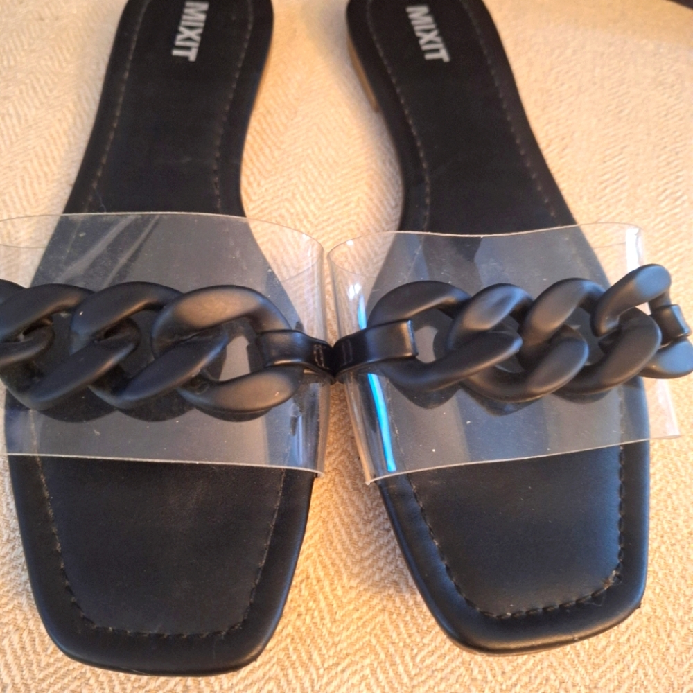 Mixit Black/ Clear Slip On Sandels Size 9